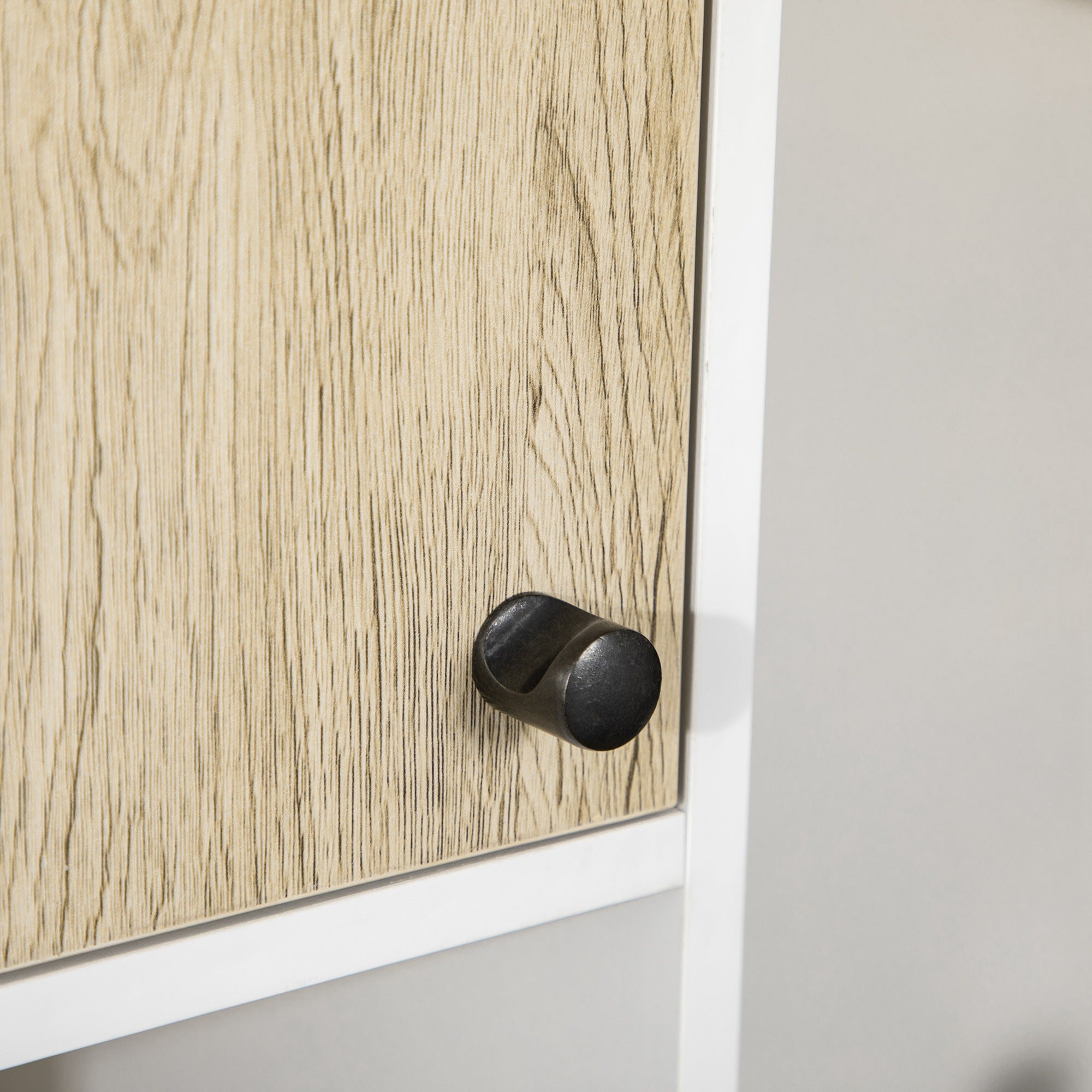 Bathroom Column Cabinet High Toilet Cabinet Hairpin Leg with 2 Closed Cupboards with Shelf and 2 Open Niches - 30 x 31.5 x 169 cm
