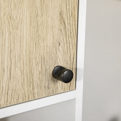 Bathroom Column Cabinet High Toilet Cabinet Hairpin Leg with 2 Closed Cupboards with Shelf and 2 Open Niches - 30 x 31.5 x 169 cm