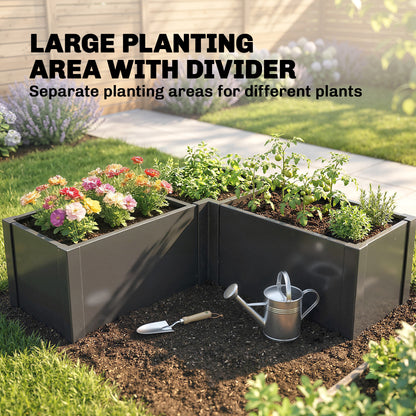 L-Shaped Galvanized Steel Raised Garden Bed – Weatherproof Corner Planter for Patio & Garden, 59 x 59 x 21.7 in (150 x 150 x 55 cm)