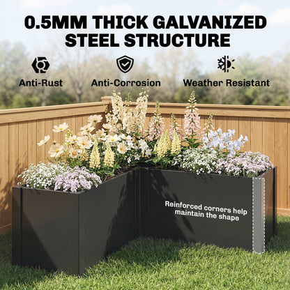 L-Shaped Galvanized Steel Raised Garden Bed – Weatherproof Corner Planter for Patio & Garden, 59 x 59 x 21.7 in (150 x 150 x 55 cm)
