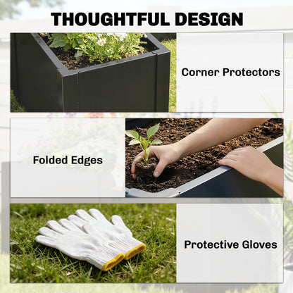 L-Shaped Galvanized Steel Raised Garden Bed – Weatherproof Corner Planter for Patio & Garden, 59 x 59 x 21.7 in (150 x 150 x 55 cm)