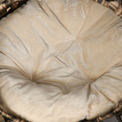 Cat House made of Rattan with Cushion Cat Bed Cat Cave with Elevated Feet Brown Ø52 x 58 cm