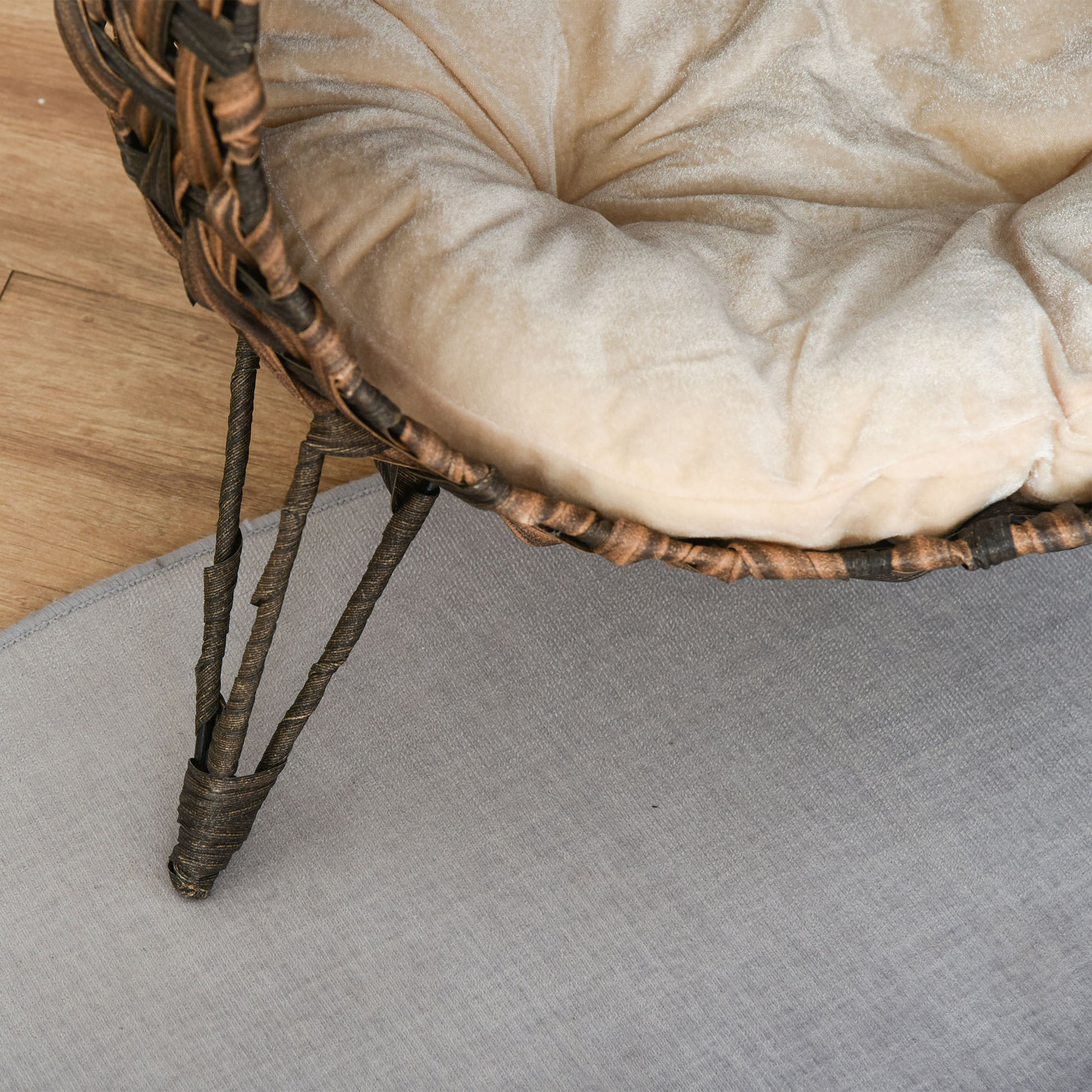 Cat House made of Rattan with Cushion Cat Bed Cat Cave with Elevated Feet Brown Ø52 x 58 cm