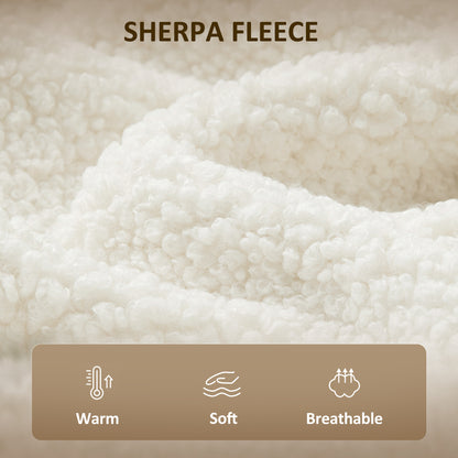 Sherpa-Fleece Lounge Chair — Modern Armchair with Armrests, Wide Back & Steel Legs, White