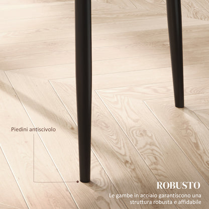 Set of 2 Upholstered Dining Chairs with High Back, Kitchen Chairs in Faux Leather Diamond Stitching with Non-Slip Feet and Steel Legs for Dining Room, 41x50x97 cm, Black