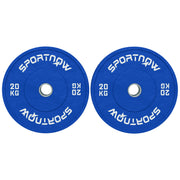 SPORTNOW Set of 2 20 kg Rubber Weight Plates, Gym and Home Weight Plates with 5 cm Hole for Dumbbells and Barbells, Blue