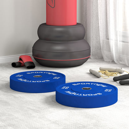 SPORTNOW Set of 2 20 kg Rubber Weight Plates, Gym and Home Weight Plates with 5 cm Hole for Dumbbells and Barbells, Blue