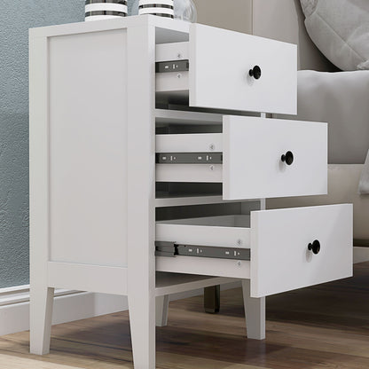 Set of 2 bedside tables, side tables, nightstand with 3 drawers for bedroom in white wood dim. 40L x 30W x 64H cm