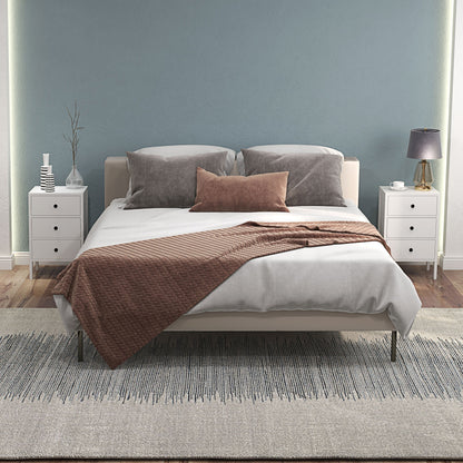 Set of 2 bedside tables, side tables, nightstand with 3 drawers for bedroom in white wood dim. 40L x 30W x 64H cm