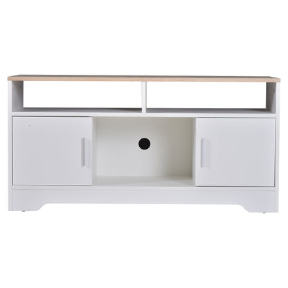 TV Cabinet TV Stand for Living Room with Large Storage Space Open Shelves Cable Management Classic Design 105x40x52 cm White