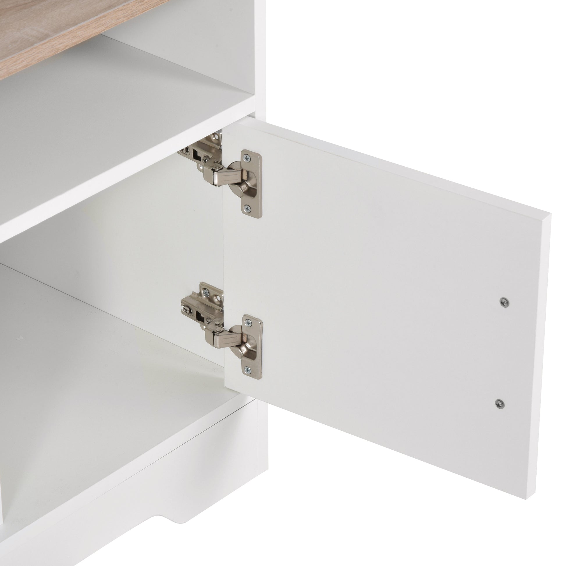TV Cabinet TV Stand for Living Room with Large Storage Space Open Shelves Cable Management Classic Design 105x40x52 cm White