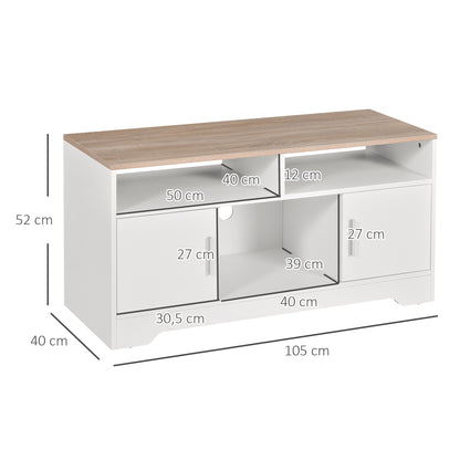 TV Cabinet TV Stand for Living Room with Large Storage Space Open Shelves Cable Management Classic Design 105x40x52 cm White
