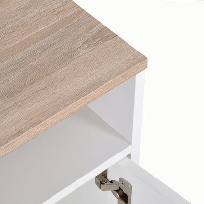 TV Cabinet TV Stand for Living Room with Large Storage Space Open Shelves Cable Management Classic Design 105x40x52 cm White