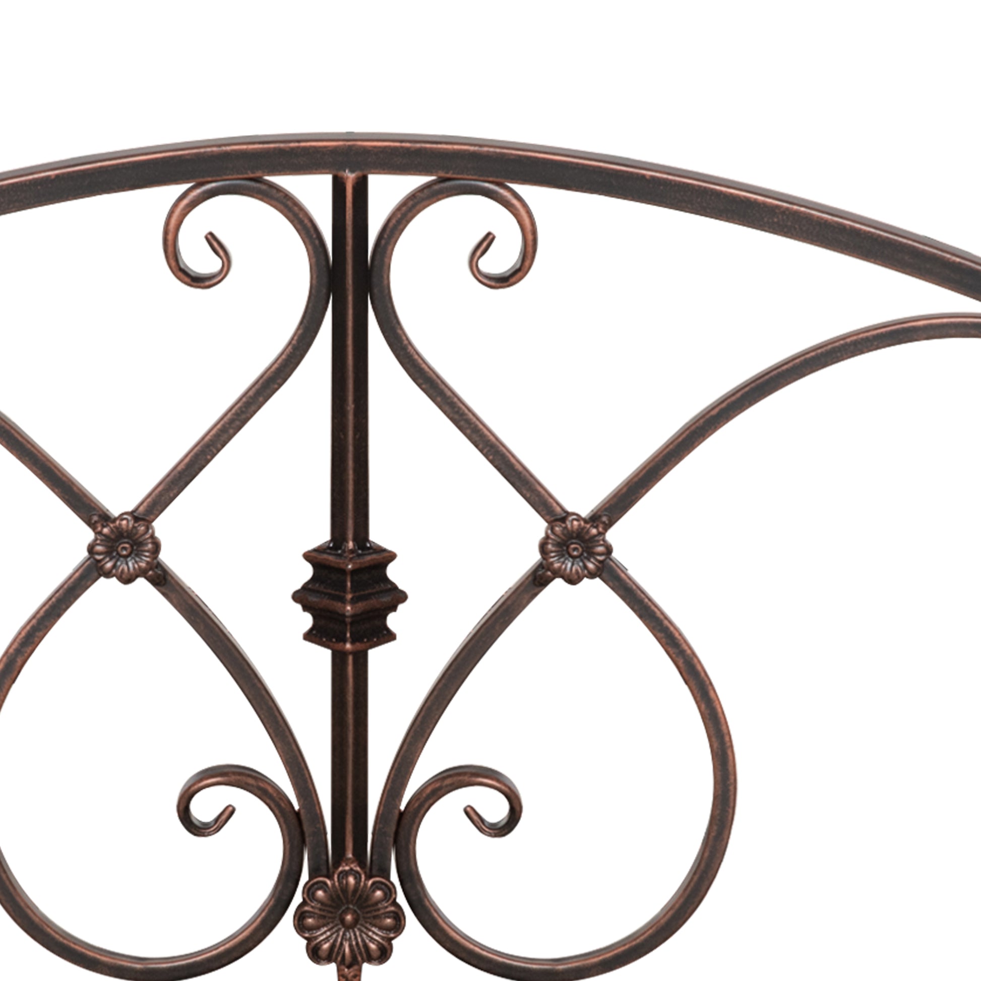 Vintage Metal Garden Bridge, Decorative Bridge with Floral Elements, 99x68x53cm, Bronze