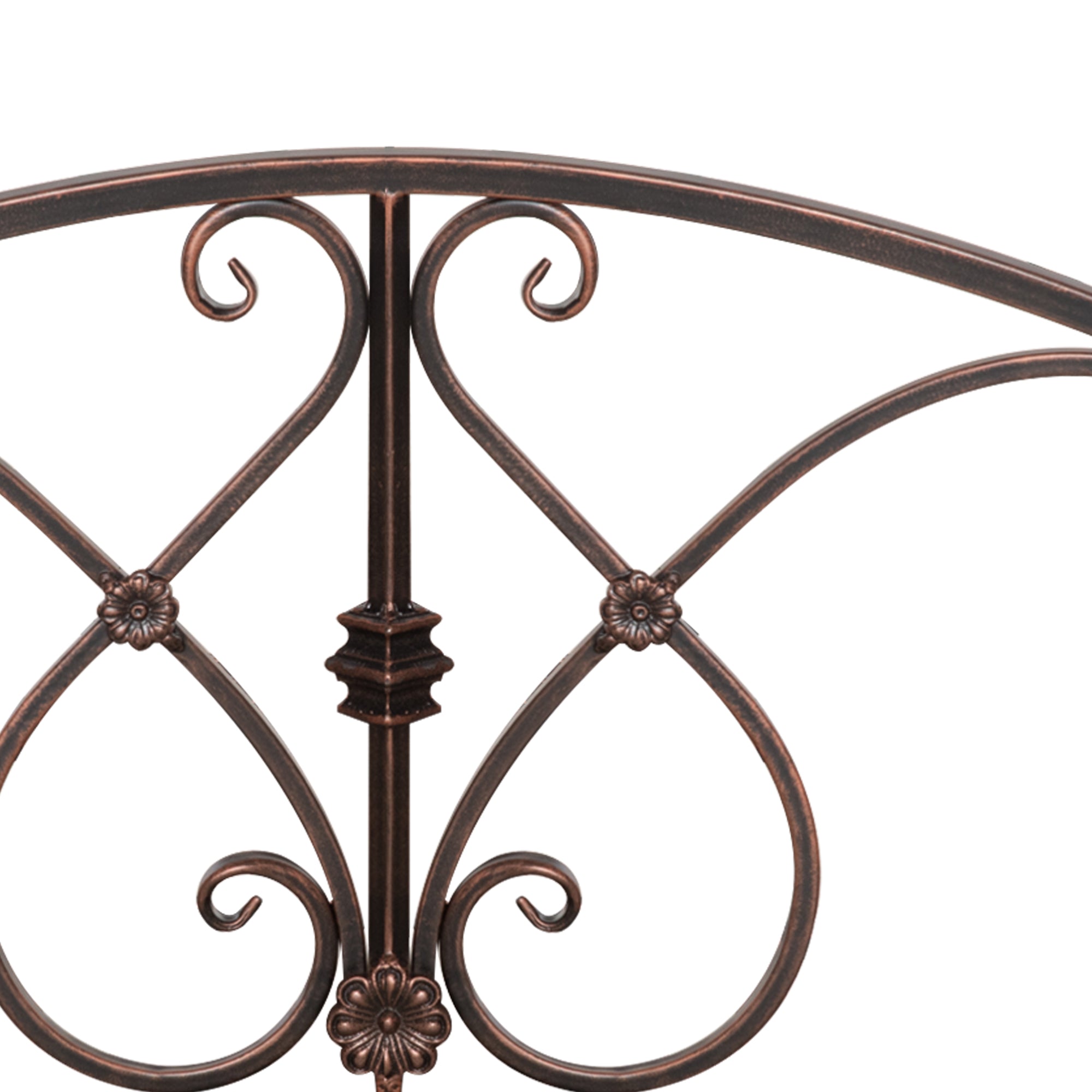 Vintage Metal Garden Bridge, Decorative Bridge with Floral Elements, 99x68x53cm, Bronze