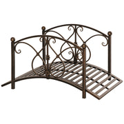 Vintage Metal Garden Bridge, Decorative Bridge with Floral Elements, 99x68x53cm, Bronze