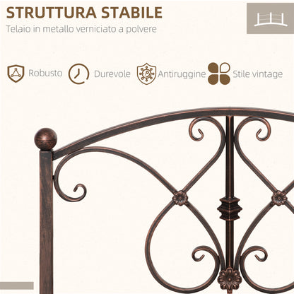 Vintage Metal Garden Bridge, Decorative Bridge with Floral Elements, 99x68x53cm, Bronze