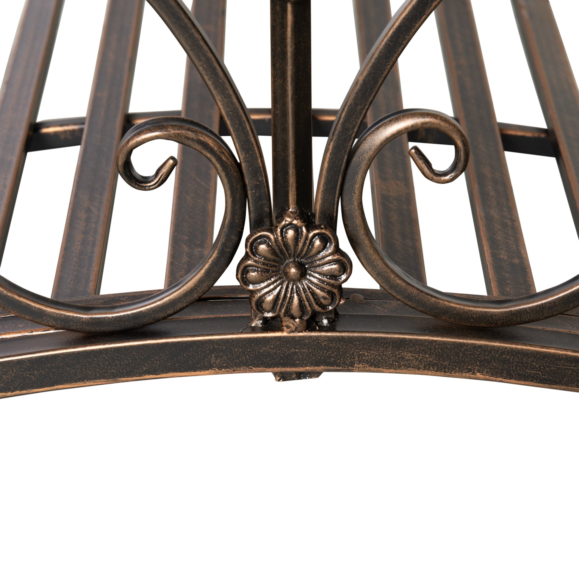 Vintage Metal Garden Bridge, Decorative Bridge with Floral Elements, 99x68x53cm, Bronze