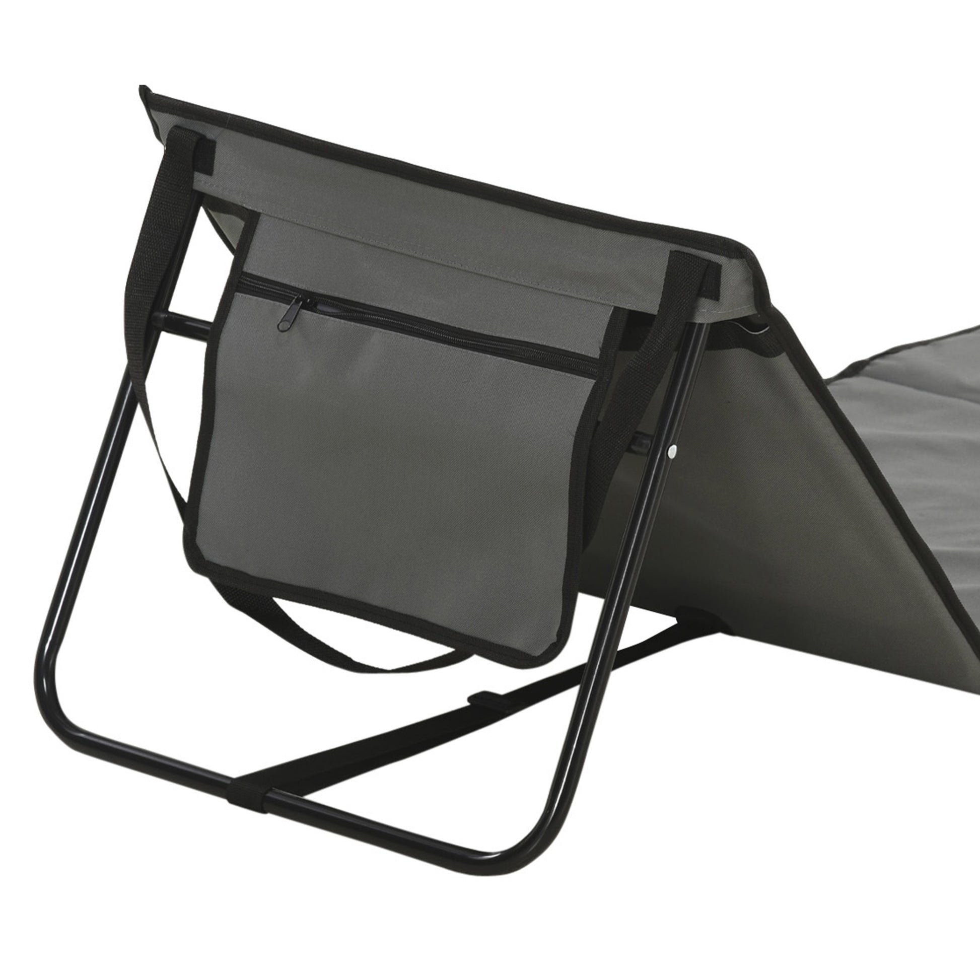 2-Piece  Beach Mat Set, Foldable Sun Lounger with Carrying Bag, Adjustable Backrest, Sunbed Up to 110 kg, for Garden Vacation Outdoor Beach Pool, Gray