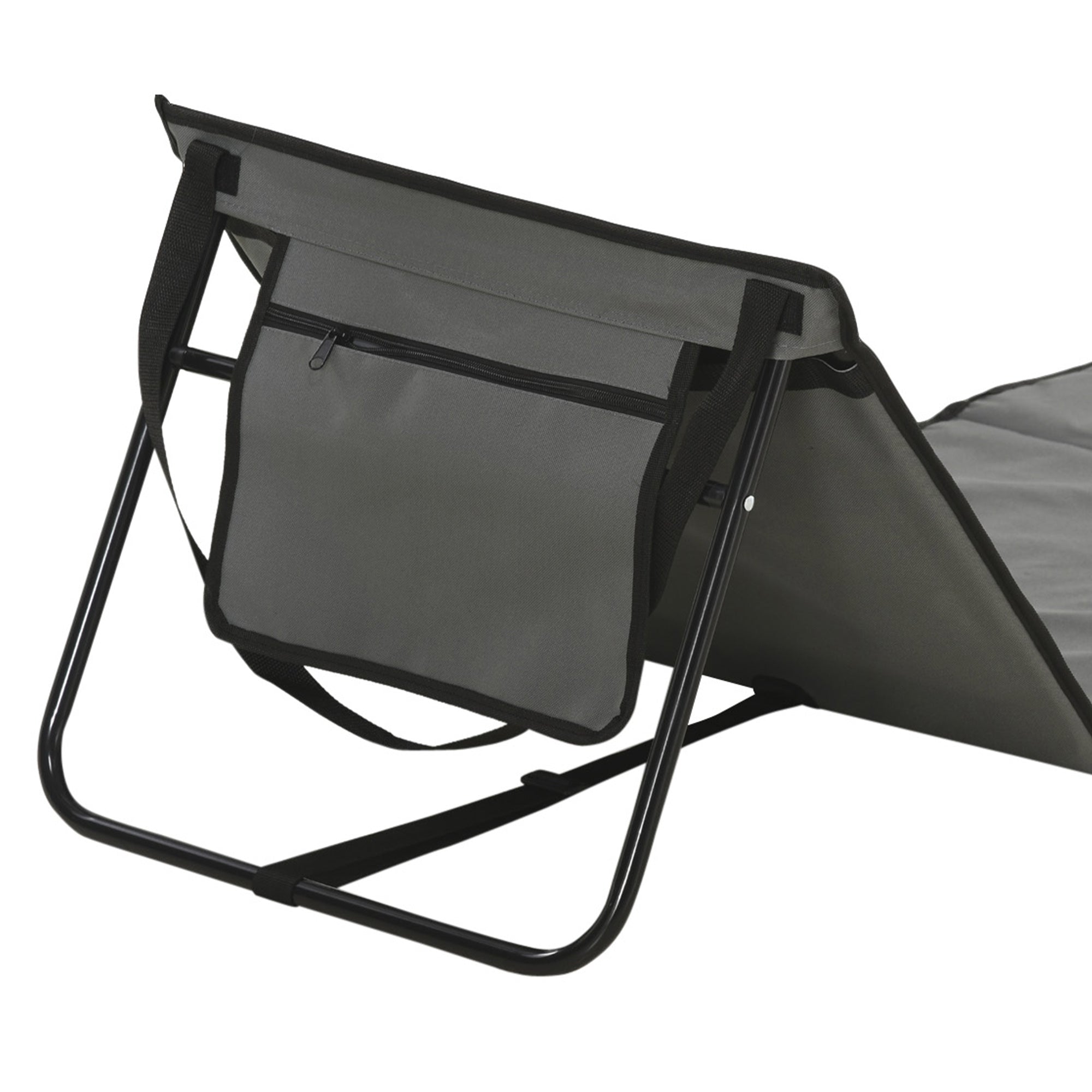 2-Piece  Beach Mat Set, Foldable Sun Lounger with Carrying Bag, Adjustable Backrest, Sunbed Up to 110 kg, for Garden Vacation Outdoor Beach Pool, Gray