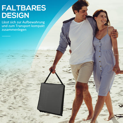 2-Piece  Beach Mat Set, Foldable Sun Lounger with Carrying Bag, Adjustable Backrest, Sunbed Up to 110 kg, for Garden Vacation Outdoor Beach Pool, Gray