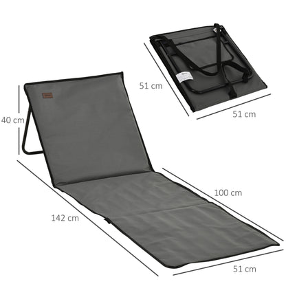 2-Piece  Beach Mat Set, Foldable Sun Lounger with Carrying Bag, Adjustable Backrest, Sunbed Up to 110 kg, for Garden Vacation Outdoor Beach Pool, Gray