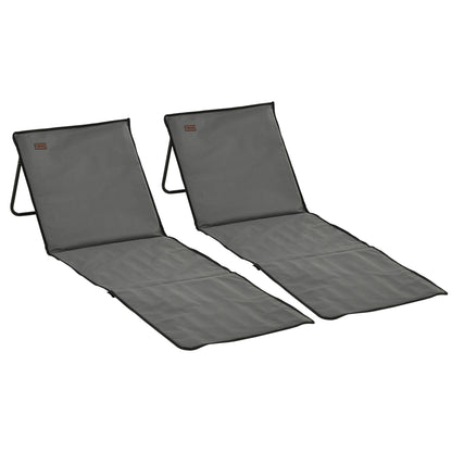2-Piece  Beach Mat Set, Foldable Sun Lounger with Carrying Bag, Adjustable Backrest, Sunbed Up to 110 kg, for Garden Vacation Outdoor Beach Pool, Gray