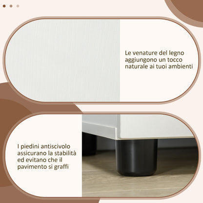 Multipurpose Office Cabinet with Lock, 2-Door Document Cabinet with Internal Shelf in Wood, White, 80x40x80cm