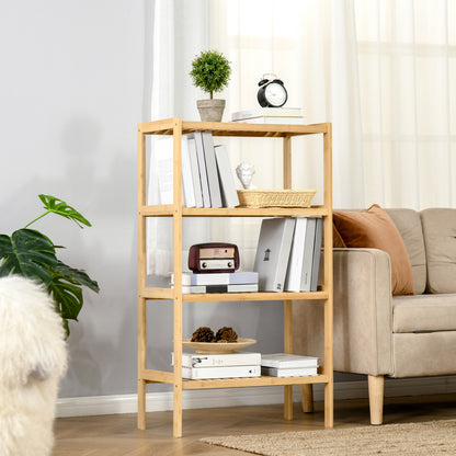Bookshelf 4-Tier Bamboo Shelf Office Shelf Storage Shelf File Shelf Kitchen Shelf for Bathroom Kitchen Living Room Bedroom Bamboo Natural 62 x 33 x 112 cm