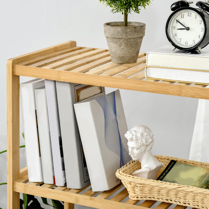 Bookshelf 4-Tier Bamboo Shelf Office Shelf Storage Shelf File Shelf Kitchen Shelf for Bathroom Kitchen Living Room Bedroom Bamboo Natural 62 x 33 x 112 cm