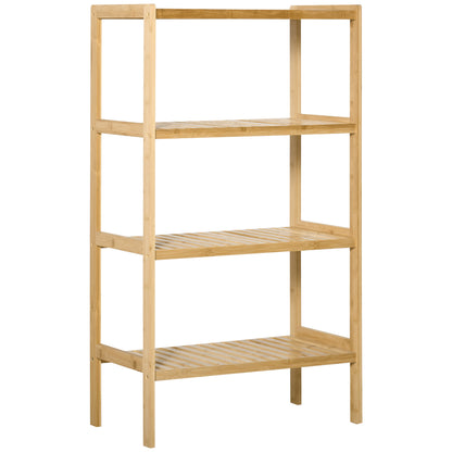 Bookshelf 4-Tier Bamboo Shelf Office Shelf Storage Shelf File Shelf Kitchen Shelf for Bathroom Kitchen Living Room Bedroom Bamboo Natural 62 x 33 x 112 cm