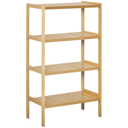 Bookshelf 4-Tier Bamboo Shelf Office Shelf Storage Shelf File Shelf Kitchen Shelf for Bathroom Kitchen Living Room Bedroom Bamboo Natural 62 x 33 x 112 cm
