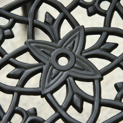 3-Piece Bistro Set made of Aluminum Garden Furniture Set with Carved Design Seating Group with Garden Chairs Bistro Table Umbrella Hole Outdoor Balcony Furniture Set Balcony Set Garden Furniture Black