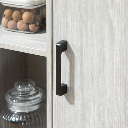 Modern Wood Sideboard with 2 Cabinets and Shelves, Light Grey Kitchen and Entryway Cabinet, 100x34x87.2cm