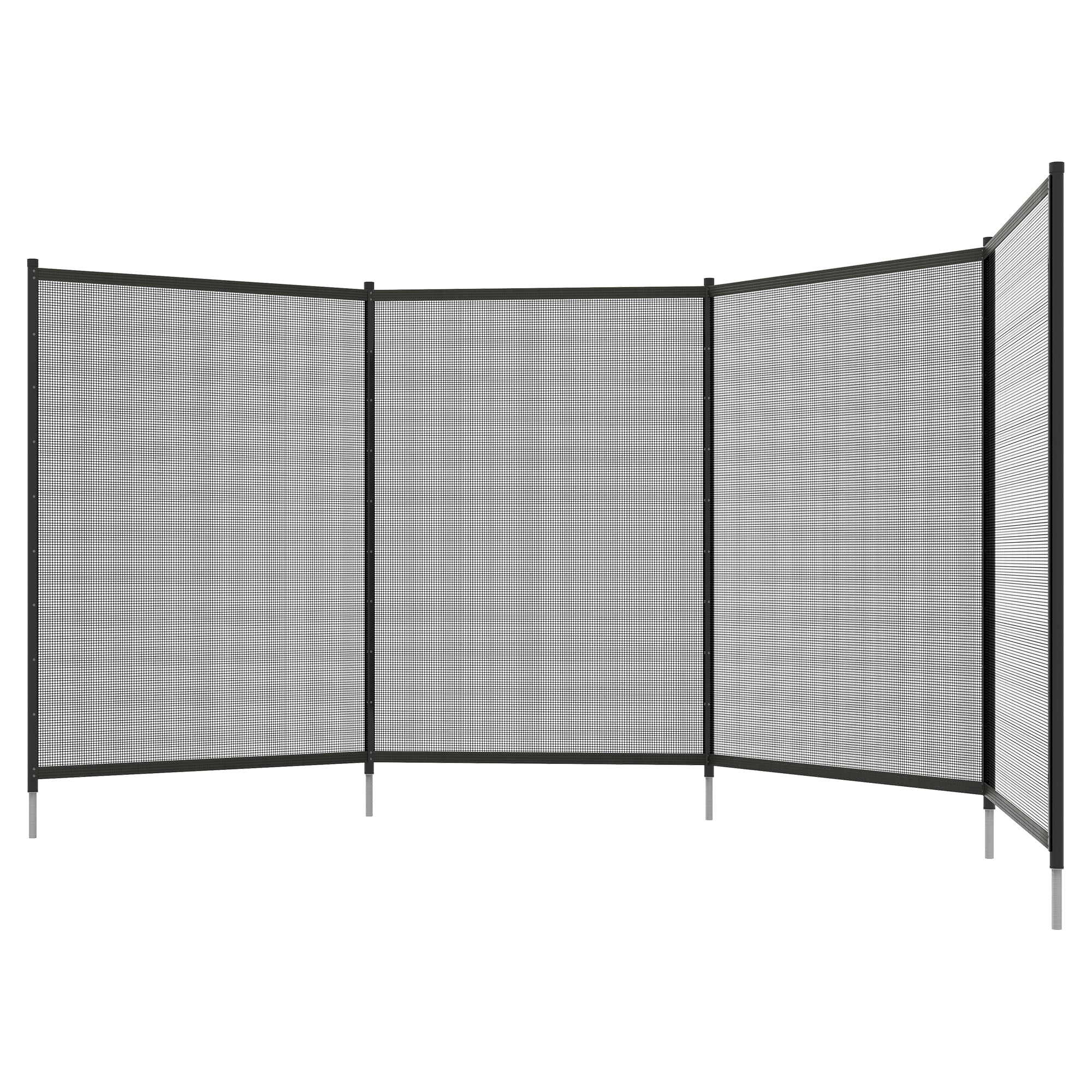 Pond Fence, 365 x 126 cm Garden Fence, Set of 4 Decorative Pool Fences with Foot Stepping Fence for Terrace, Balcony, Mesh, Black
