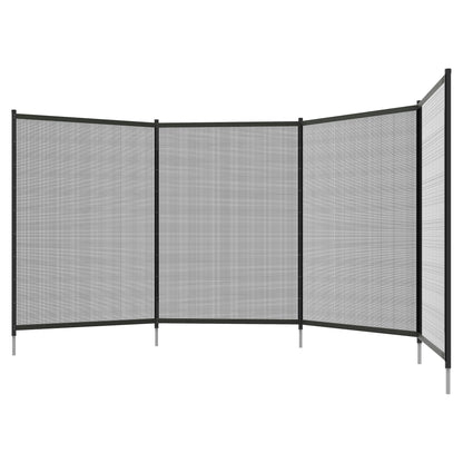 Pond Fence, 365 x 126 cm Garden Fence, Set of 4 Decorative Pool Fences with Foot Stepping Fence for Terrace, Balcony, Mesh, Black