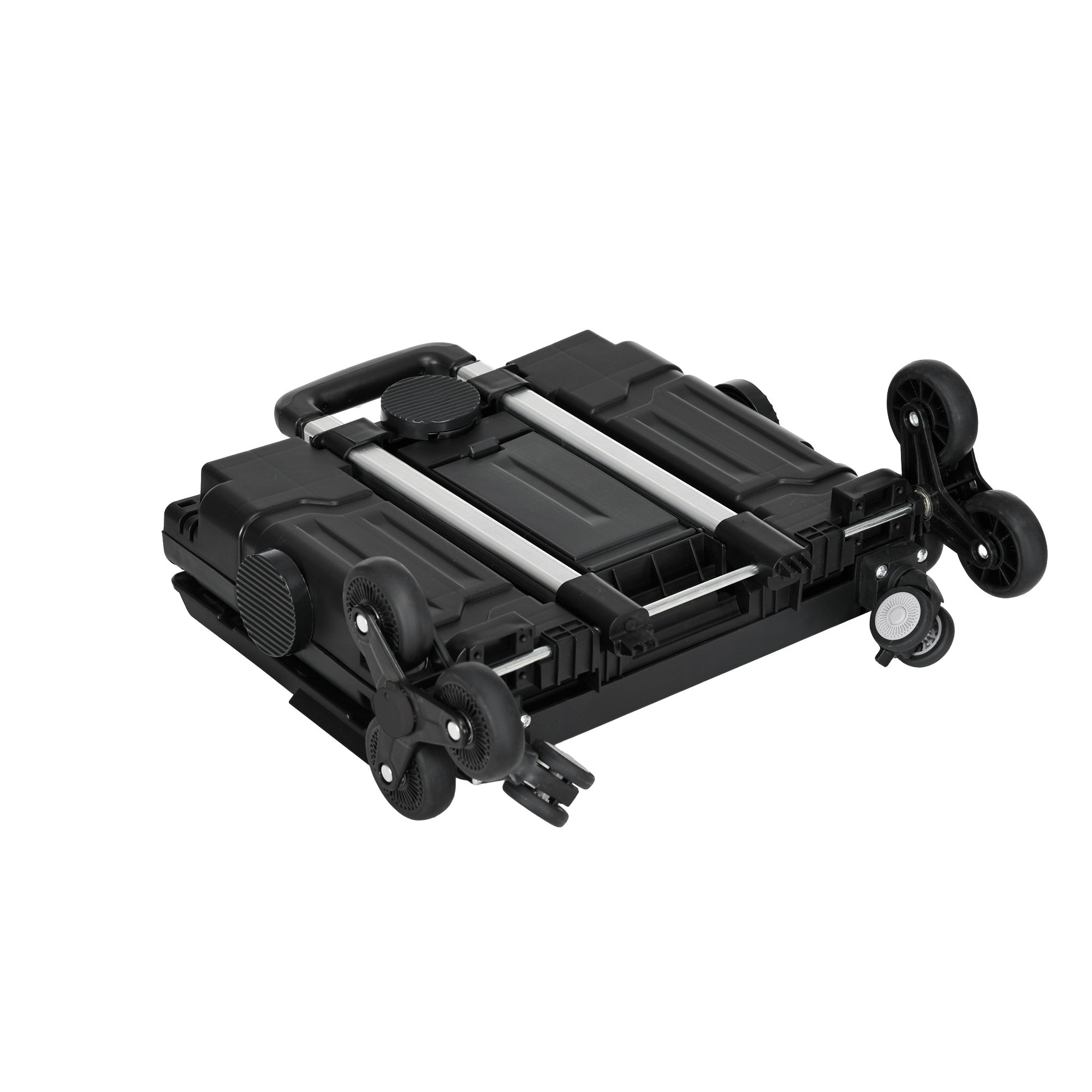 Folding Shopping Cart Supermarket Cart with 2 Wheels Adjustable Handle Length 35 Liters Capacity for Office School Home 48x43x95 cm Black