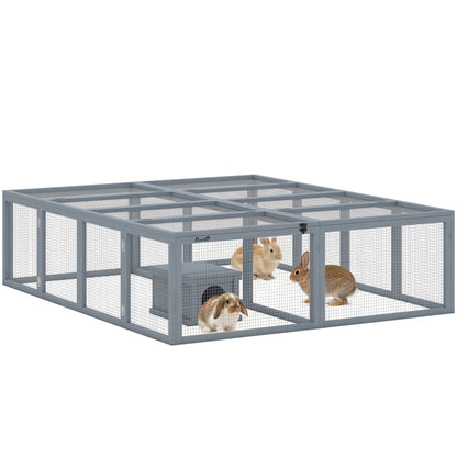 Outdoor Rabbit Run with Shelter, 180.4 x 150 x 48 cm (71" x 59" x 19") — Gray