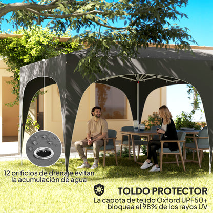 Foldable Gazebo 3x6 m with UPF50+ Side Panels Garden Pavilion with Adjustable Height and Carry Bag for Camping Parties Patio Terrace Dark Grey
