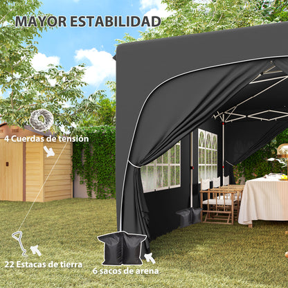 Foldable Gazebo 3x6 m with UPF50+ Side Panels Garden Pavilion with Adjustable Height and Carry Bag for Camping Parties Patio Terrace Dark Grey