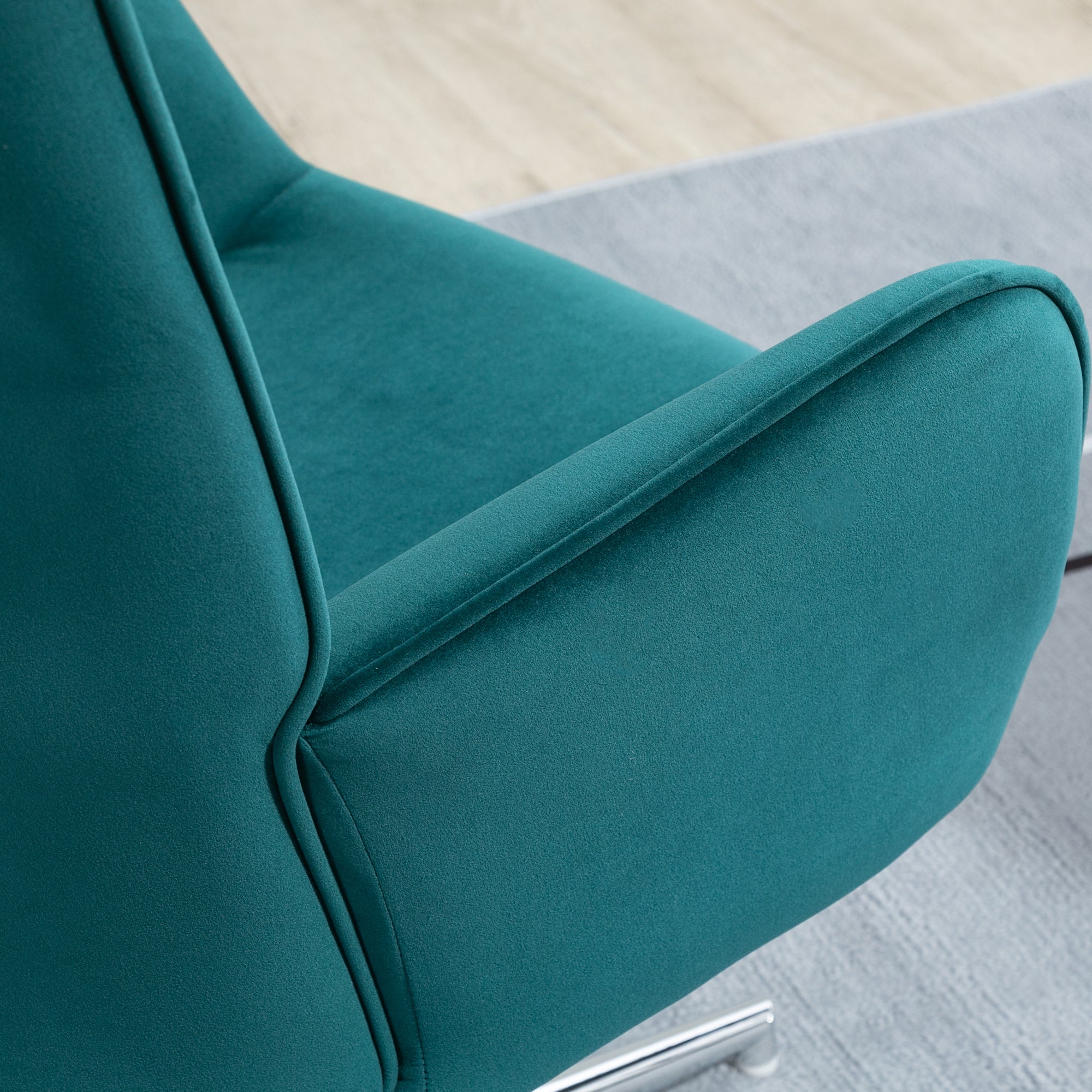 Living Room Chair Relax Swivel Chair, Adjustable Height, Tufted Backrest, Padded Seat and Armrests, Velvet Fabric, for Bedroom Living Room Dining Room, Blue