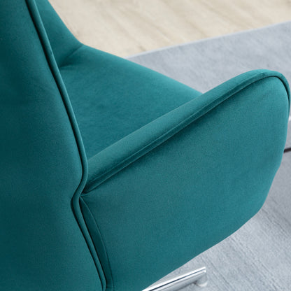 Living Room Chair Relax Swivel Chair, Adjustable Height, Tufted Backrest, Padded Seat and Armrests, Velvet Fabric, for Bedroom Living Room Dining Room, Blue