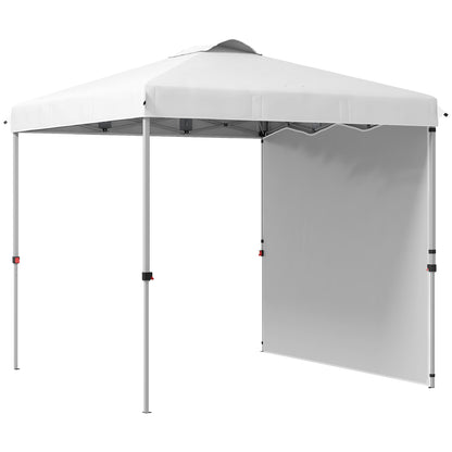 Foldable Tent 2.5x2.5 m Garden Gazebo with 1 Side Wall Adjustable Height in 3 Levels Anti-UV Waterproof and Sand Bag Canopy for Outdoor Camping Parties White