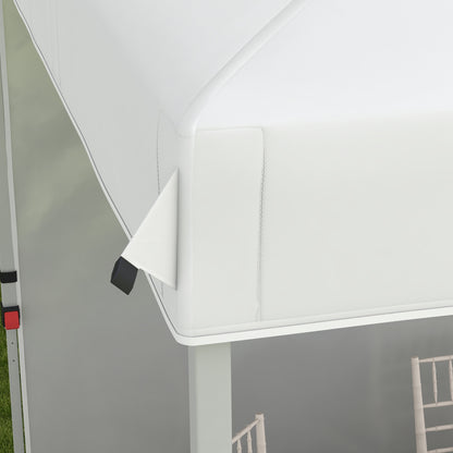 Foldable Tent 2.5x2.5 m Garden Gazebo with 1 Side Wall Adjustable Height in 3 Levels Anti-UV Waterproof and Sand Bag Canopy for Outdoor Camping Parties White