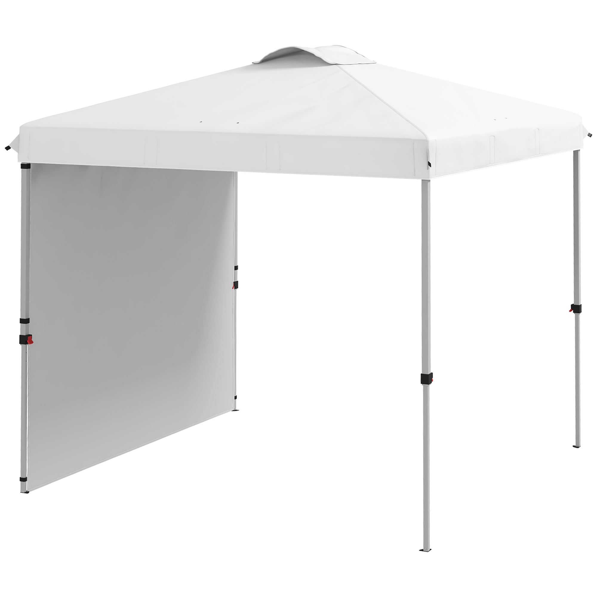 Foldable Tent 2.5x2.5 m Garden Gazebo with 1 Side Wall Adjustable Height in 3 Levels Anti-UV Waterproof and Sand Bag Canopy for Outdoor Camping Parties White