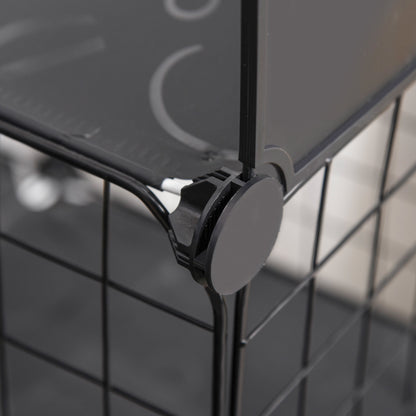 Small Animal Cage with 40 Panels Customizable Shape Pet Playpen Metal Fence for Guinea Pigs Rabbits Kitten 105x70x116 cm Black