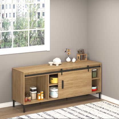 183 cm Sliding Door Complete Set Sliding Door Hardware Kit with Floor Guide, Sliding Door Track, Sliding Door Rollers System for Single Wooden Sliding Door