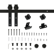 183 cm Sliding Door Complete Set Sliding Door Hardware Kit with Floor Guide, Sliding Door Track, Sliding Door Rollers System for Single Wooden Sliding Door