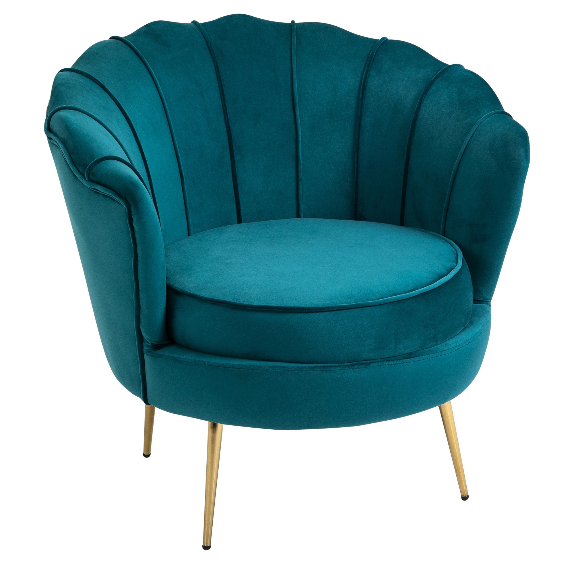 Vintage Design Armchair in Velvet, Retro Armchair for Bedroom, Living Room, or Office, Petrol Green 79x77x77cm