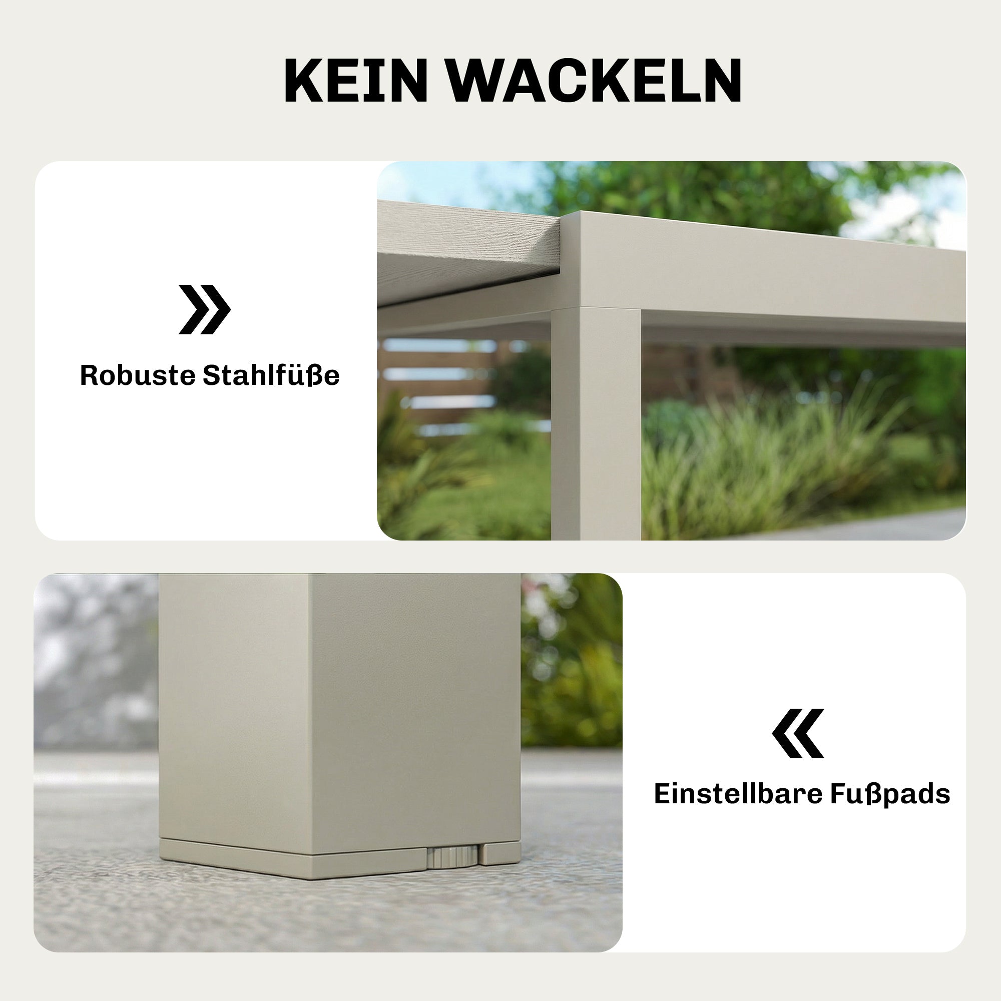 Extendable Garden Table, 60.6–84.3 in x 33.5 in Aluminum Dining Table for 8–10 People, Rectangular Balcony/Patio Table with Wood-Effect Top, Weatherproof — Light Gray